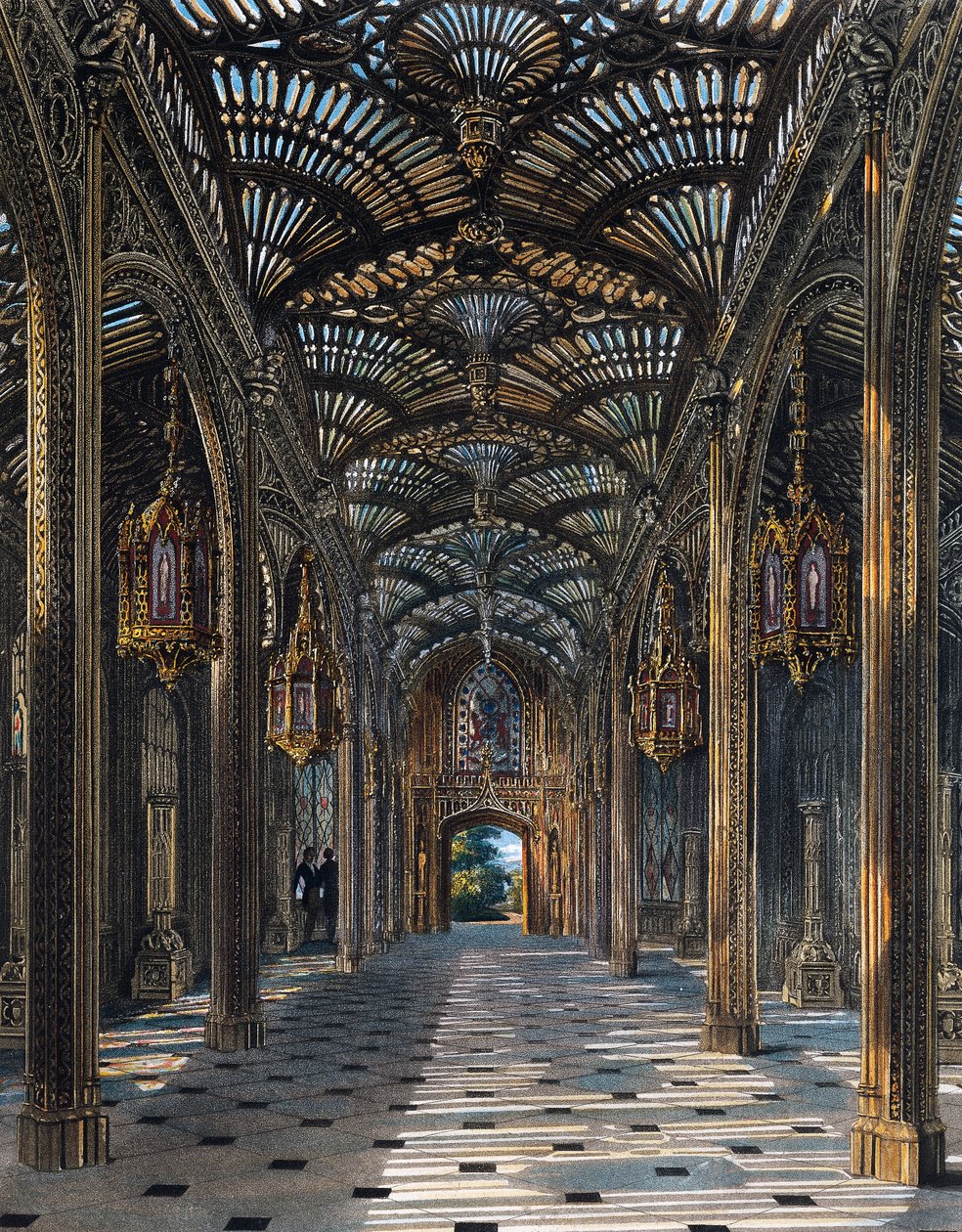 Konzervatórium, Richard Reeve (született 1780-ban) metszete, Charles Wild (1781-1835) terve alapján, A királyi rezidenciák története című kötetből. alkotó: Charles (after) Wild