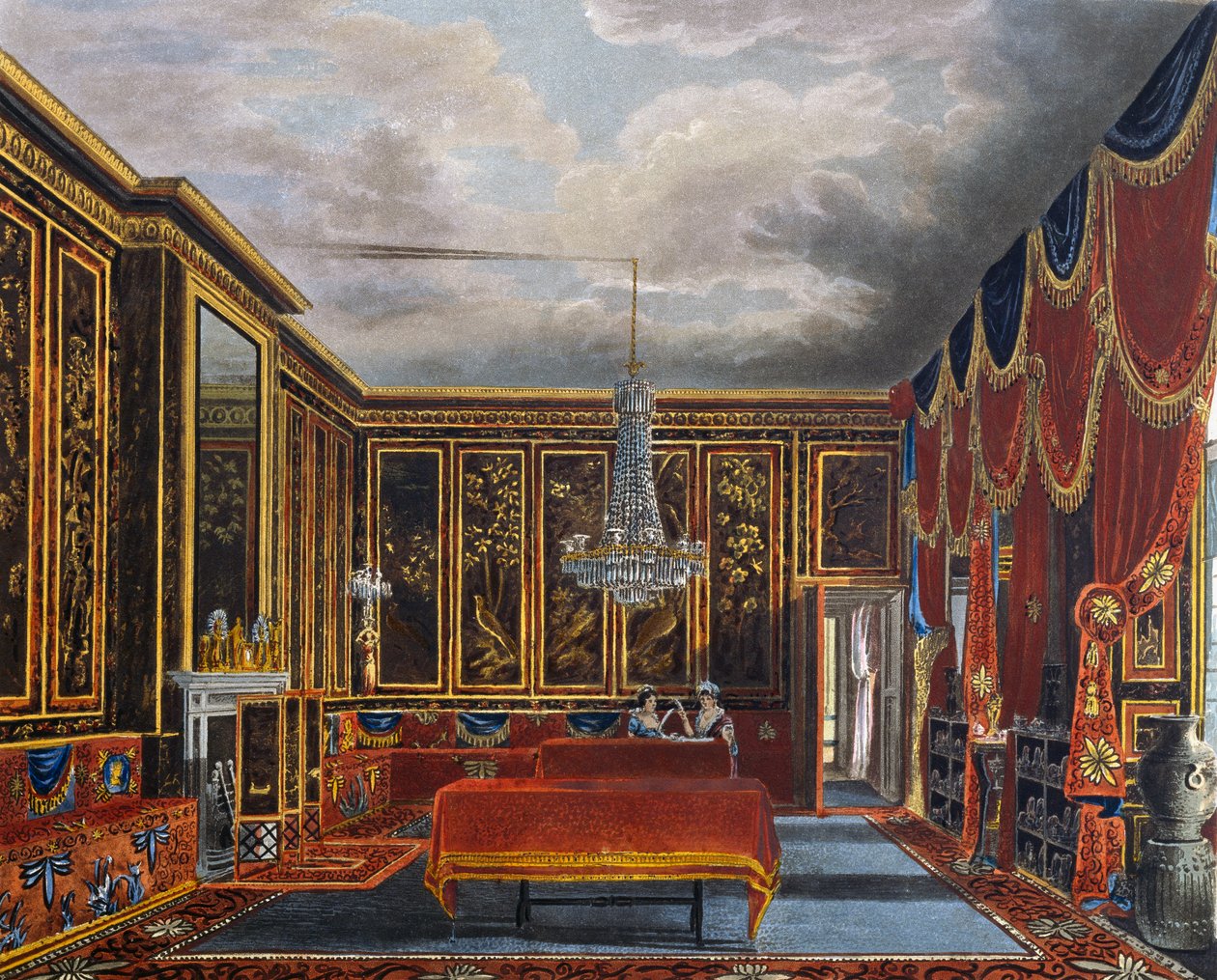 Japán szoba, Richard Reeve metszete (született 1780-ban), Charles Wild (1781-1835) terve alapján, A királyi rezidenciák történetéből alkotó: Charles (after) Wild