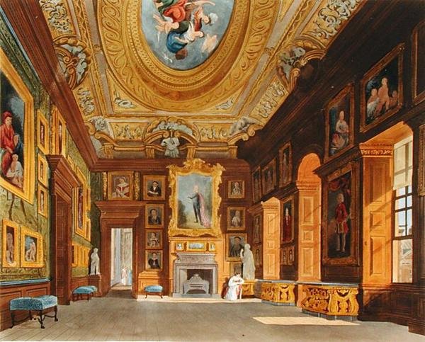 Caroline királynő szalonja, Kensington-palota, "A királyi rezidenciák története" című művéből, Thomas Sutherland (sz. 1785), William Henry Pyne (1769-1843) metszete alkotó: Charles (after) Wild