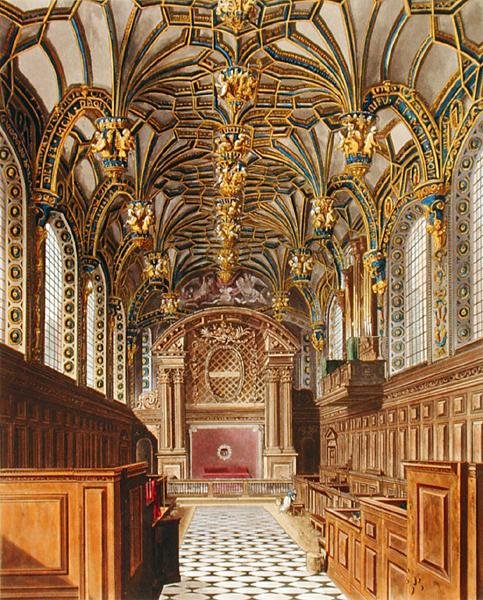 A Hampton Court-i kápolna a "The History of the Royal Residences"-ből, Richard Reeve (sz.1780), William Henry Pyne (1769-1843) metszetéből alkotó: Charles (after) Wild