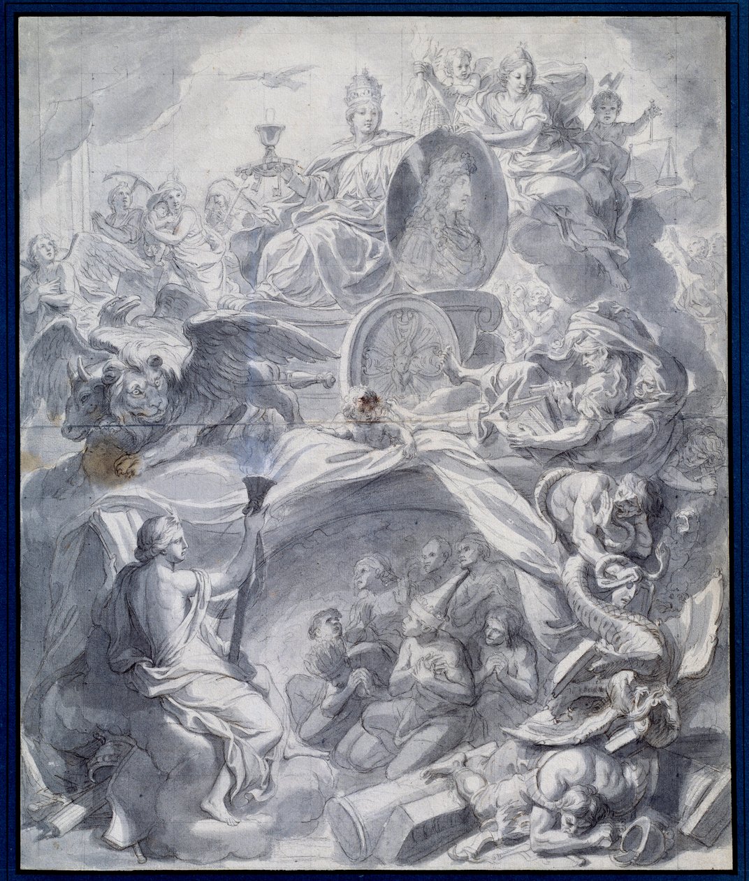 Allegória: „” Az eretnekség győzelme vagy a vallás diadala”” Gouache rajzolása és Charles Lebrun (Le Brun) műhelyének mosása (1619-1690) 17. század Párizs, Musee du Louvre alkotó: Charles (studio of ) Le Brun