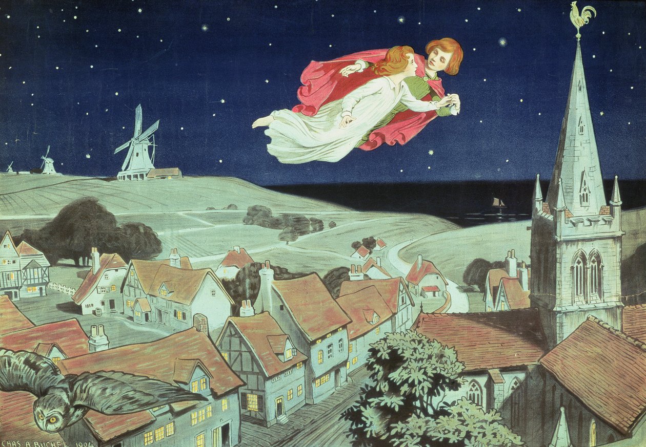 J. M. Barrie „Pán Péter” című művének első produkcióját reklámozó plakát, a York hercege színháza, 1904. december 27. (színes litó) alkotó: Charles A. Buchel