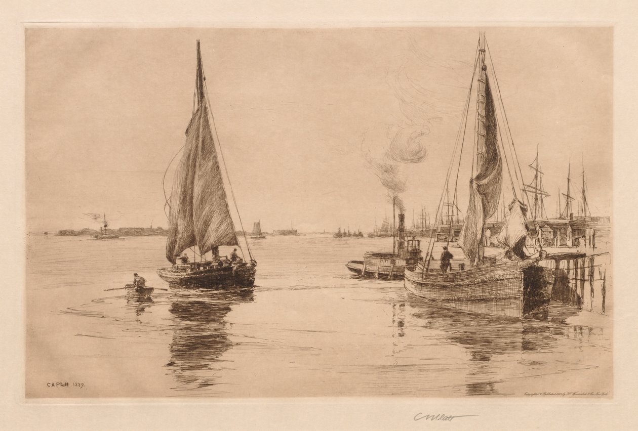 Két Sloops az East Riveren alkotó: Charles Adams Platt
