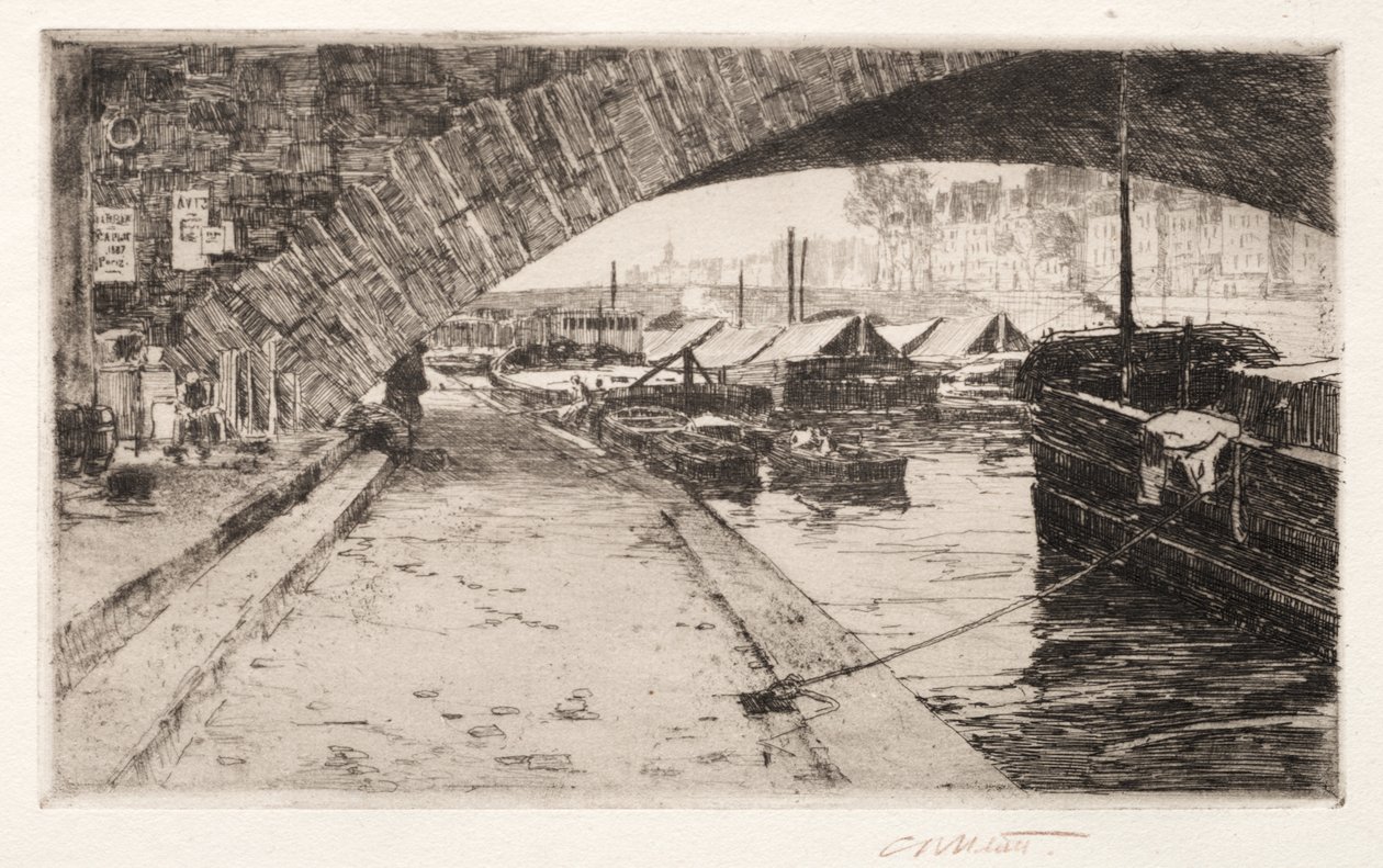 A Pont Marie alatt, Párizs, 1887. alkotó: Charles Adams Platt