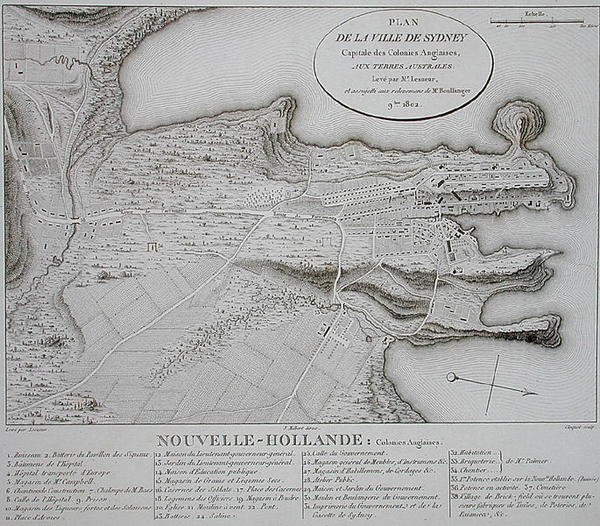 Sydney város terve alkotó: Charles Alexandre (after) Lesueur