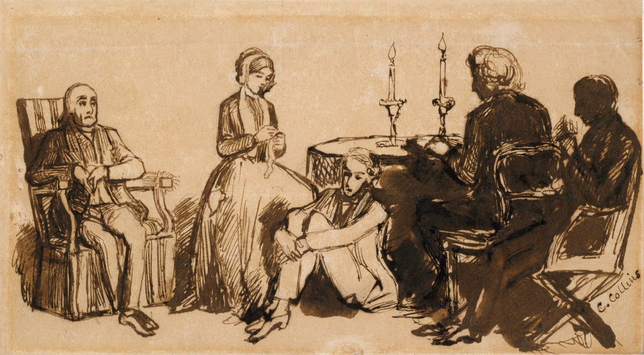 Egy este a Combes házában, 1850-1851 alkotó: Charles Allston Collins
