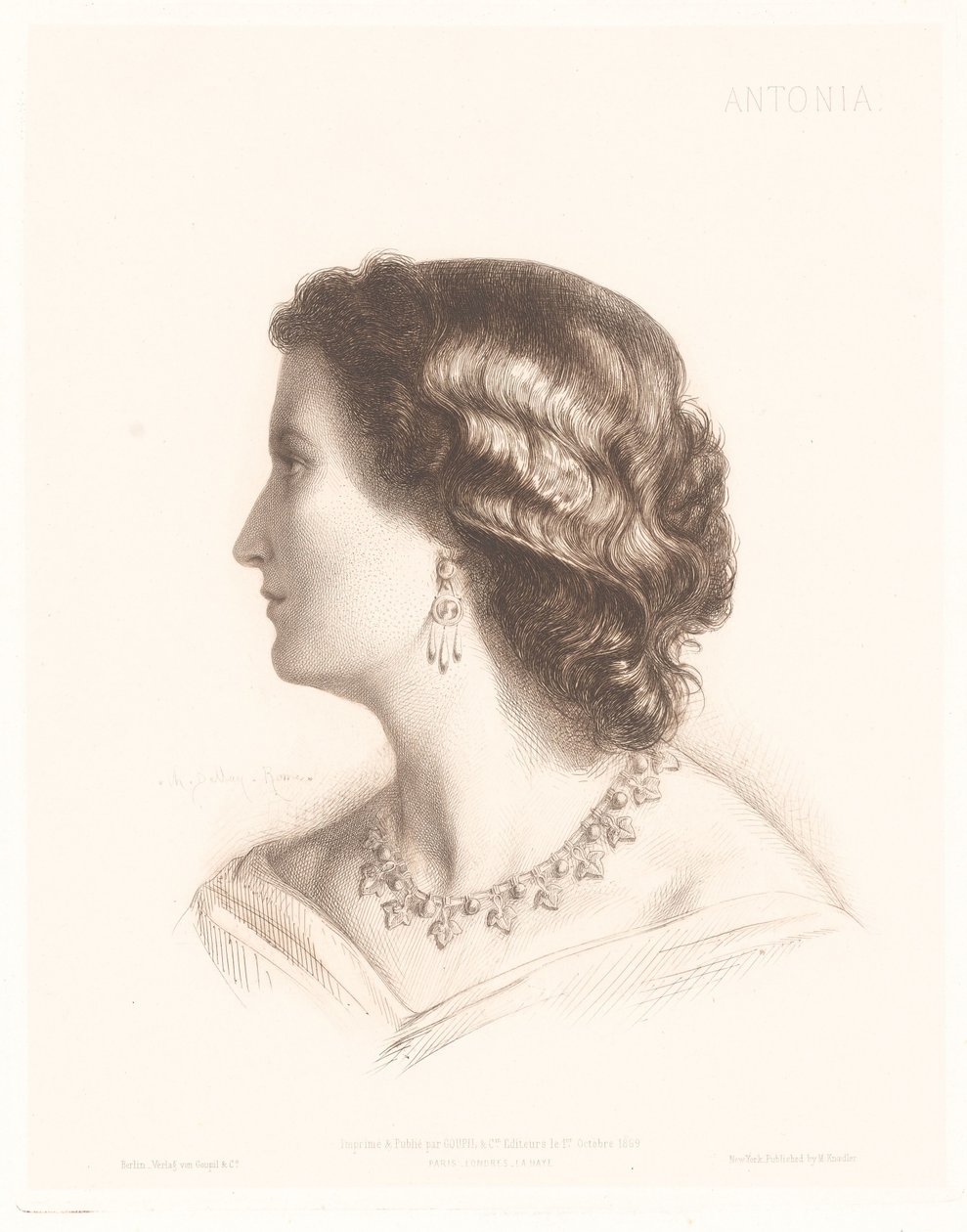Egy olasz nő portréja Antonia. (cím a tárgyon) Olasz nők portréi (sorozat címe) alkotó: Charles Alphonse Paul Bellay