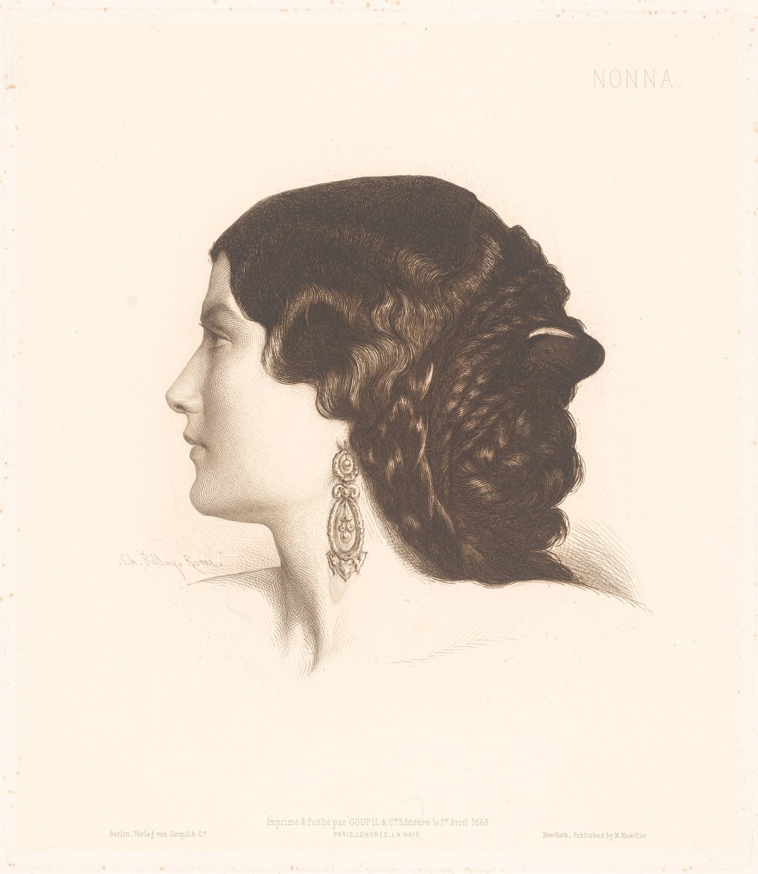 Egy olasz nő portréja Nonna (cím a tárgyon) Olasz nők portréi (sorozat címe) alkotó: Charles Alphonse Paul Bellay