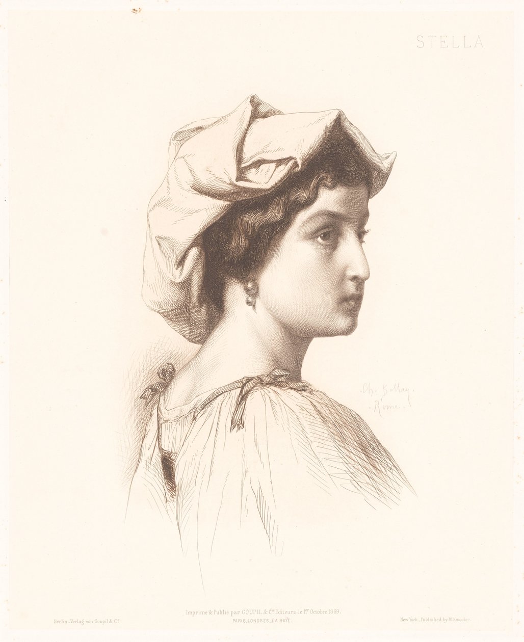 Egy olasz nő portréja Stella (cím az objektumon) Olasz nők portréi (sorozat címe) alkotó: Charles Alphonse Paul Bellay