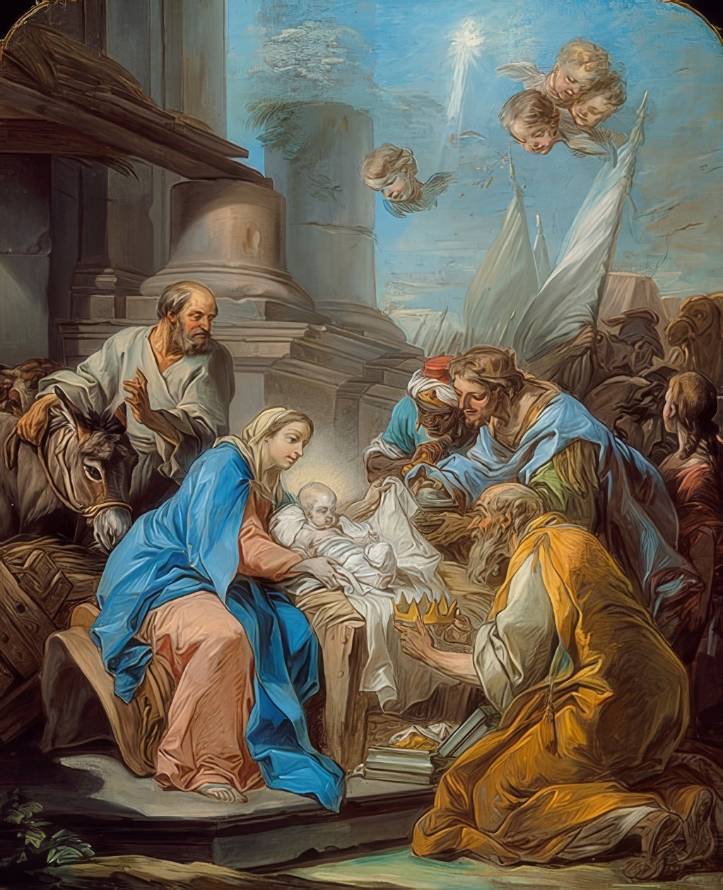 A mágusok imádása. 1760 körül alkotó: Charles André van Loo