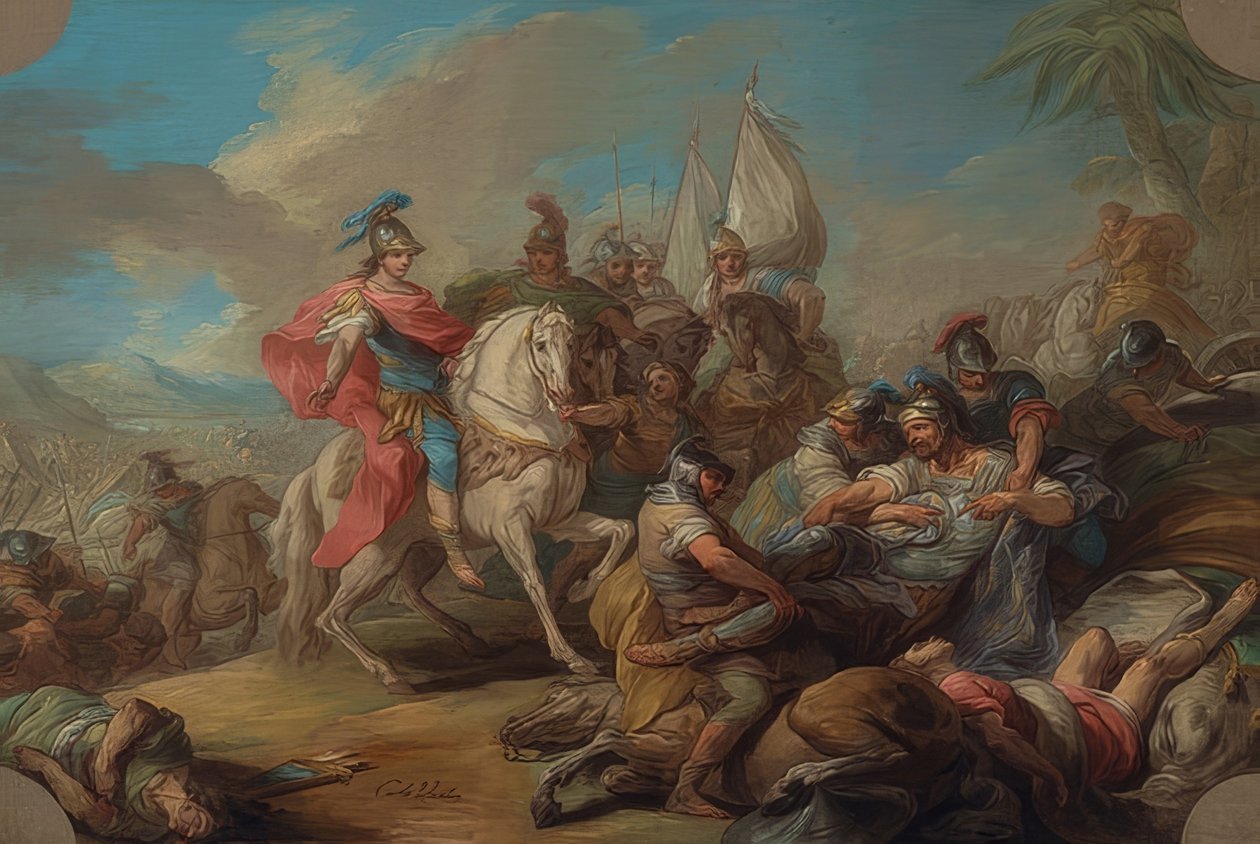Nagy Sándor győzelme Porus felett. 1738 körül alkotó: Charles André van Loo