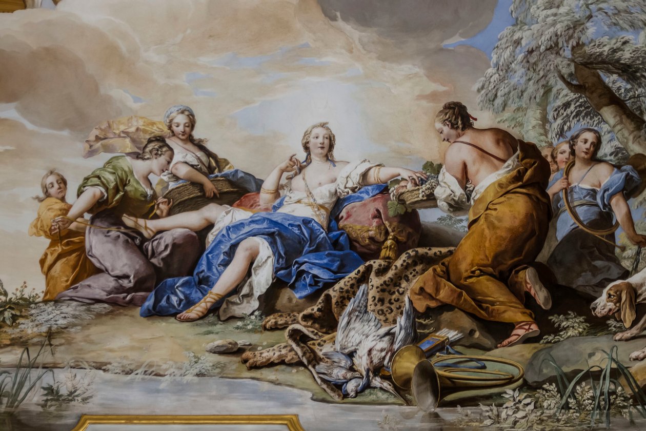 Diana maradéka nimfák között, Charles-Andre van Loo (1705-1765) freskója alkotó: Charles André van Loo