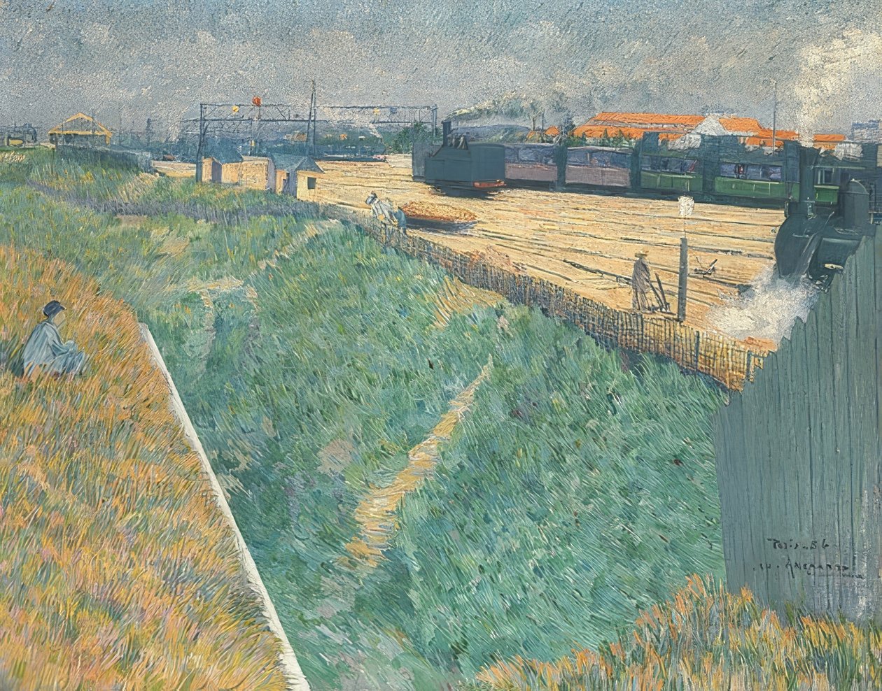 A Nyugati Vasút elhagyja Párizst. 1886 alkotó: Charles Angrand