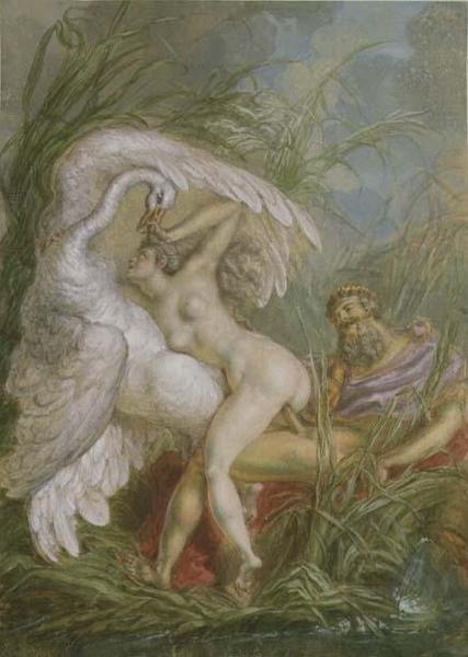 Leda és a hattyú, a Histoire Universelle-ből alkotó: Charles Antoine (attr. to) Coypel