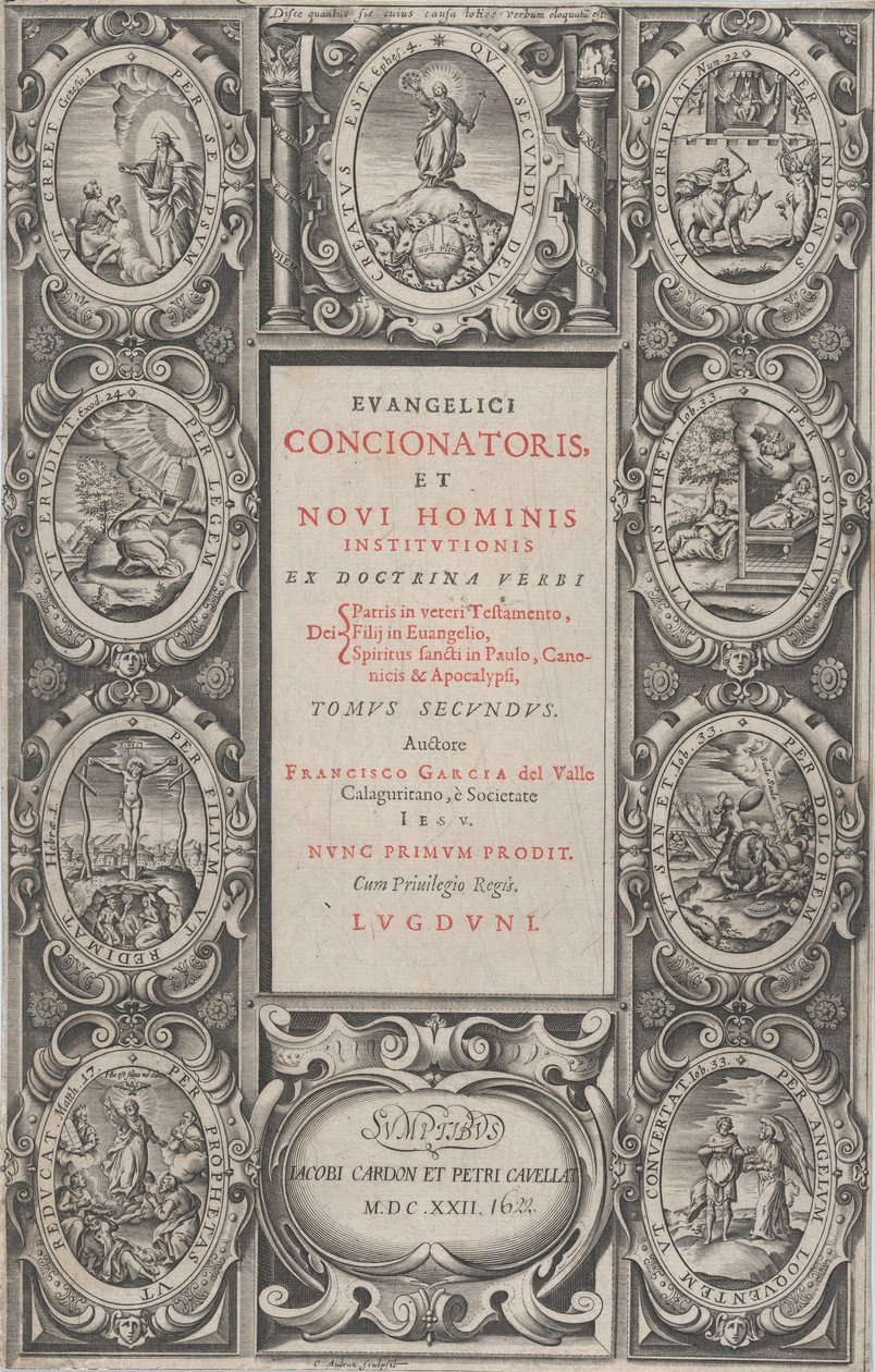 Az evangélikus prédikátor és az új ember intézményének homlokzata, 1622. alkotó: Charles Audran