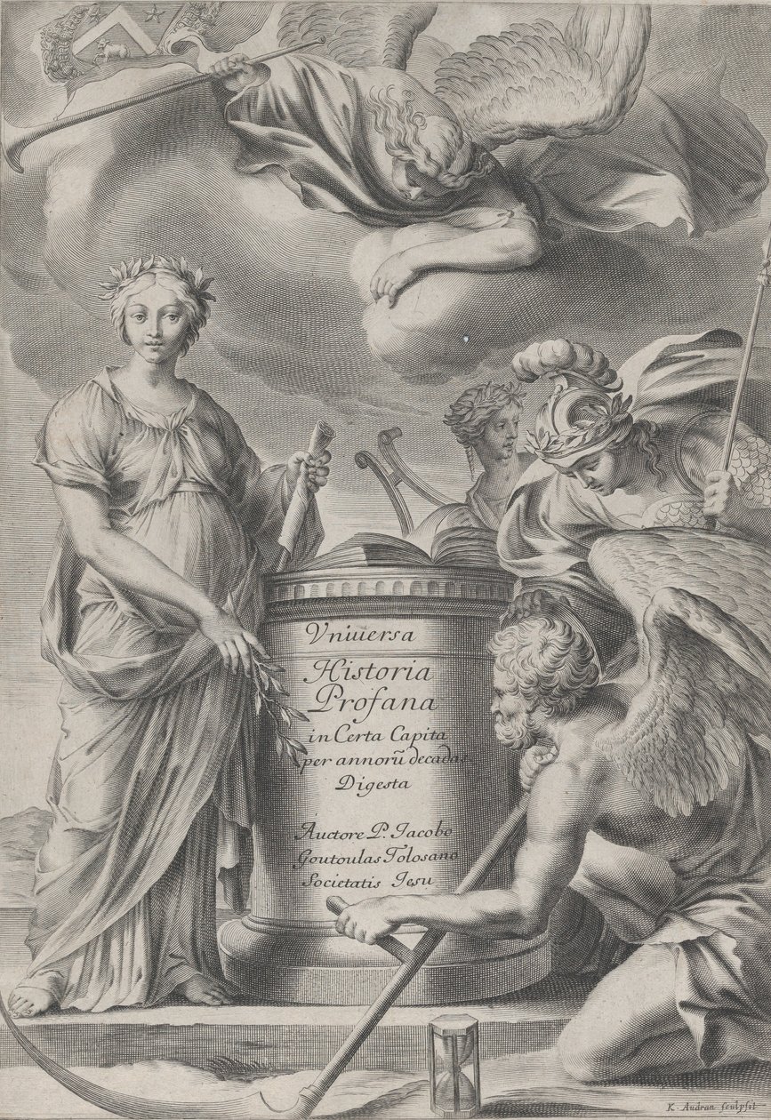 A Vnuiersa Historia Profana homlokzata, kb. 1630-70. alkotó: Charles Audran