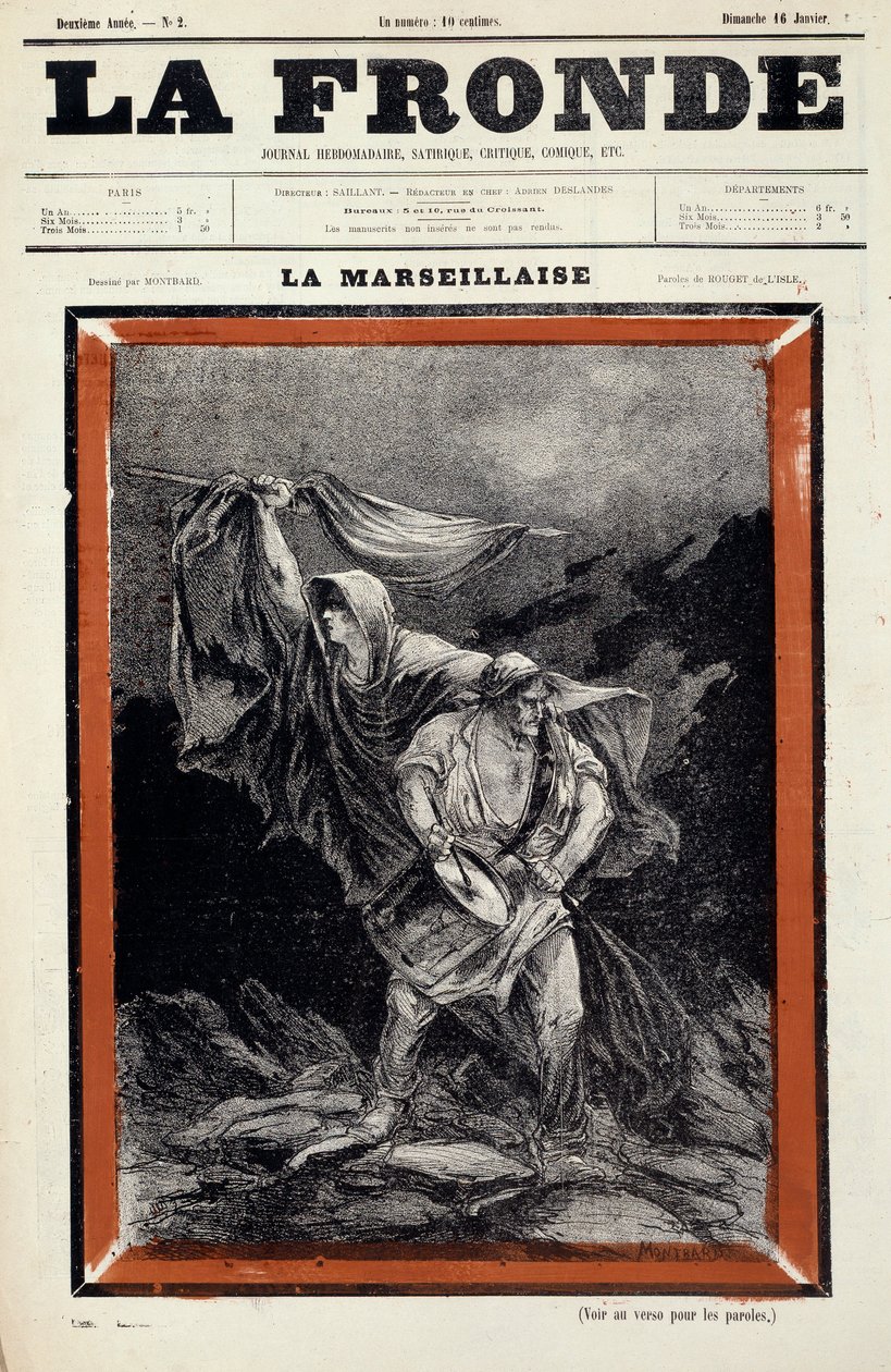 A La marseillaise dessin megjelent a la sling újságban. Metszet: Charles Auguste Dit Montbard Loye (1841-1905) alkotó: Charles Auguste Loye