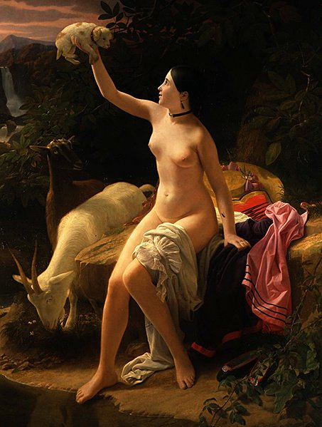 Pásztori idill (olaj, vászon) alkotó: Charles Auguste Steuben
