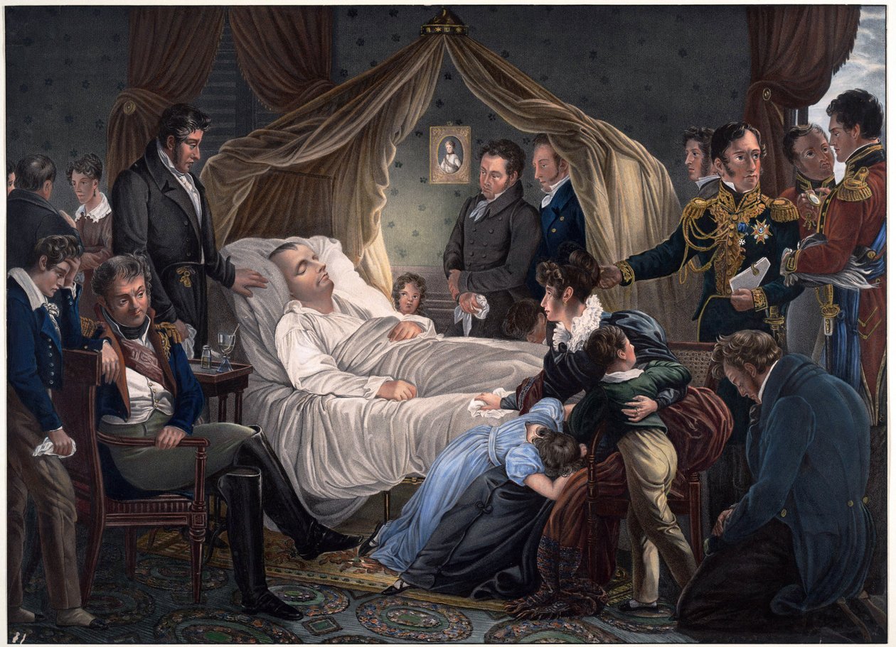 Napóleon halála - Steuben, Charles de (1788-1856) - 1825 - Litográfia, akvarell - 52,4x71,8 - Magángyűjtemény alkotó: Charles Auguste Steuben