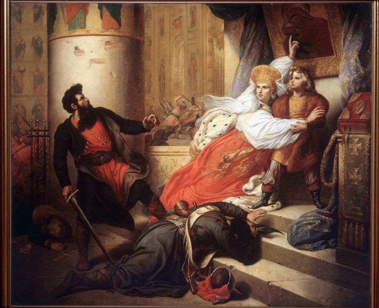Az anya (Nathalie Narychkine, Natalia Narychkina) (1651-1694), aki gyermekként megmentette I. Pétert Oroszországból (vagy Nagy Pétert) az 1682-es Streltsy-felkelés (strelets) idején (az anya gyermekként mentette meg I. Pétert a Streltsy alatt 1682. évi fel alkotó: Charles Auguste Steuben