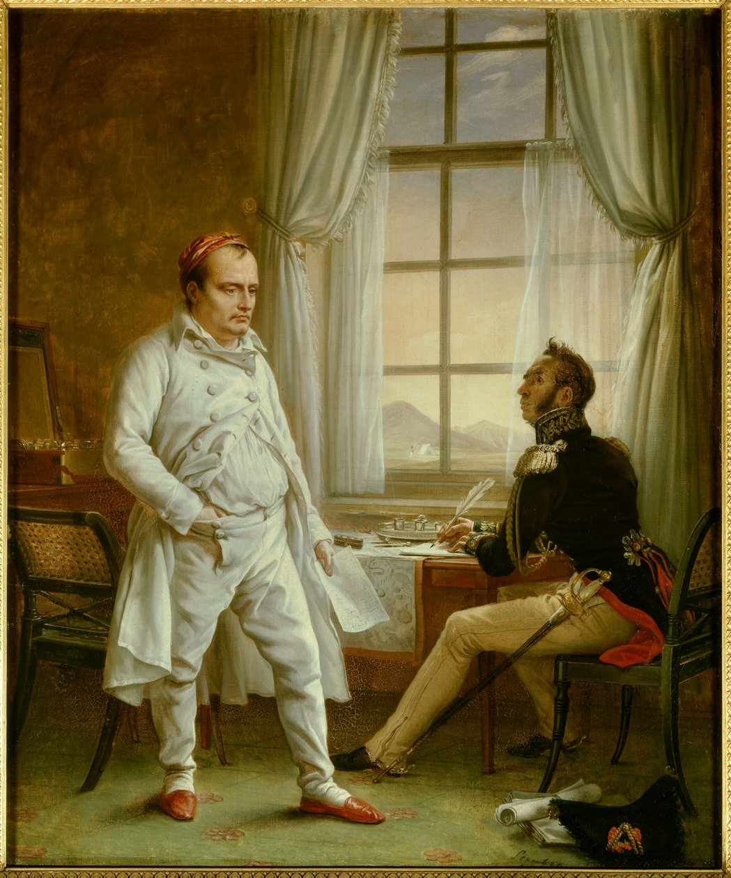 I. Napóleon emlékművét diktálja Gourgaud tábornoknak (Festészet alkotó: Charles Auguste Steuben