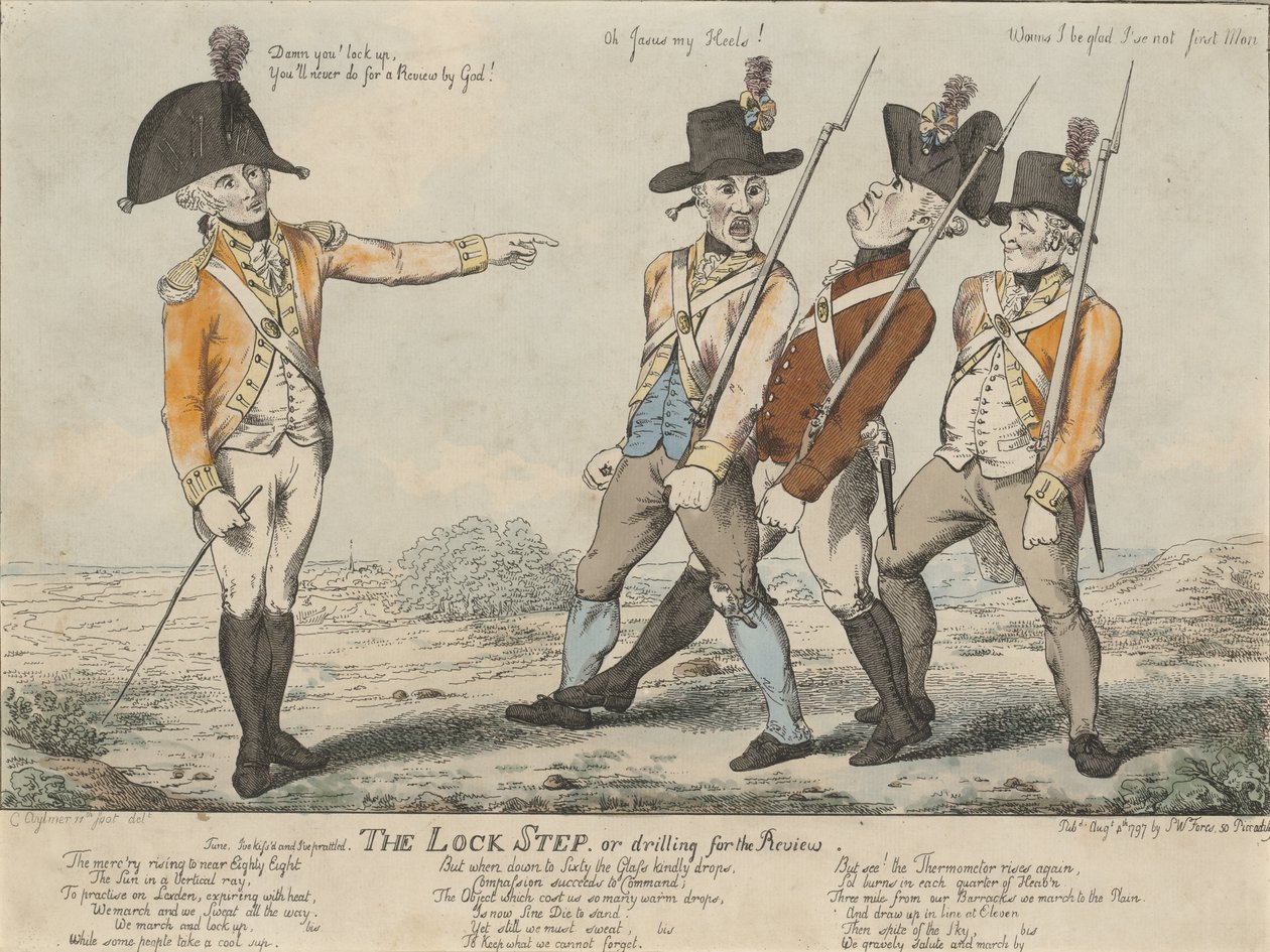 The Lock Step, avagy fúrás a felülvizsgálathoz, 1797 (színes rézkarc) alkotó: Charles Aylmer