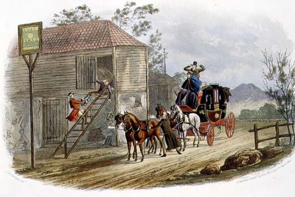 "A Lazy Horsekeeper for the Mail", R.G. Reeve (1811-37) metszete, Thomas McLean kiadása. alkotó: Charles B. (after) Newhouse