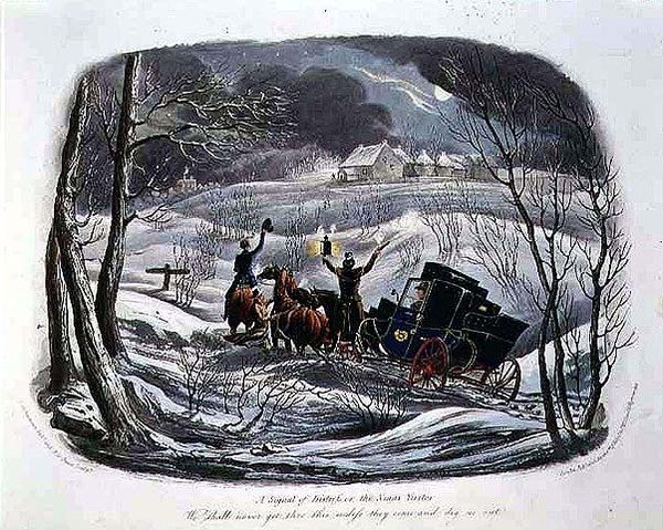 "A vészjelzés, avagy a karácsonyi látogató", metszett R.G. Reeve (fl.1811-37) pub. írta Thomas McLean alkotó: Charles B. (after) Newhouse