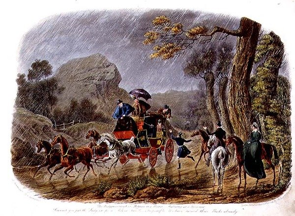 "A csalódás, vagy visszavonulás a záporban", R.G. Reeve (1811-37) metszete, Thomas McLean kiadása. alkotó: Charles B. (after) Newhouse