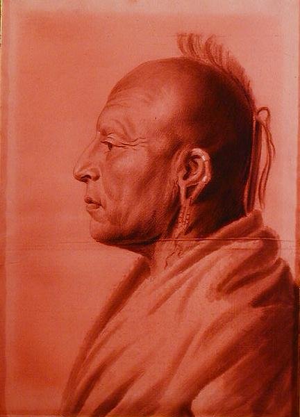 Cachasunglia, egy Osage Warrior (ceruza és szén papíron) alkotó: Charles Balthazar Julien Févret de Saint Mémin