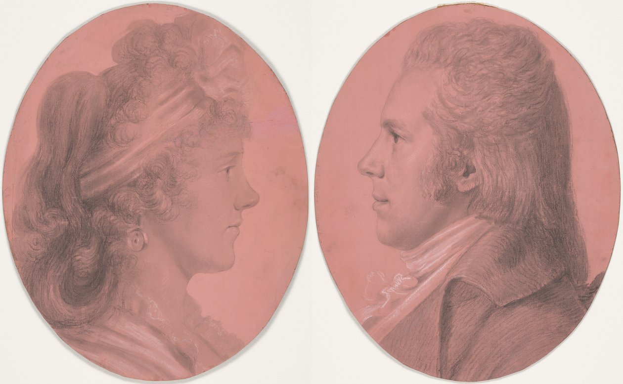 Georges Arnold Fitzwilliam és Eleanor Ramsay Fitzwilliam portréi; egy pár alkotó: Charles Balthazar Julien Févret de Saint-Mémin