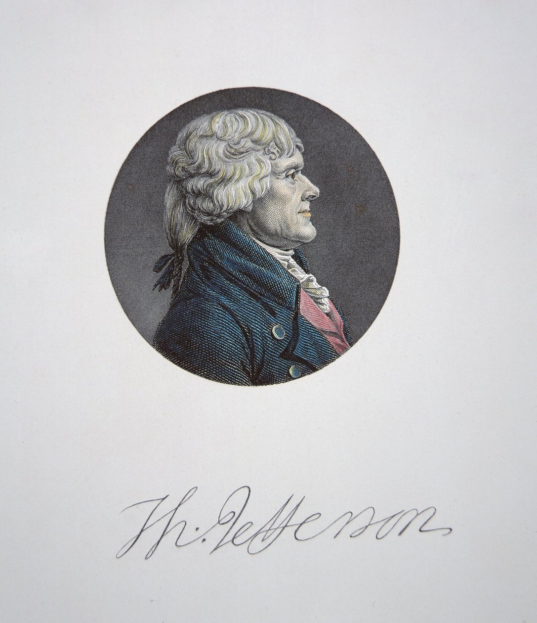Thomas Jefferson (1743-1826) (színes metszet) alkotó: Charles Balthazar Julien Févret de Saint Mémin
