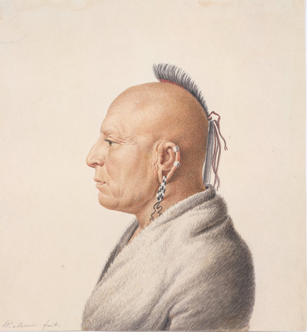 Osage Warrior, 1805-7. alkotó: Charles Balthazar Julien Févret de Saint Mémin