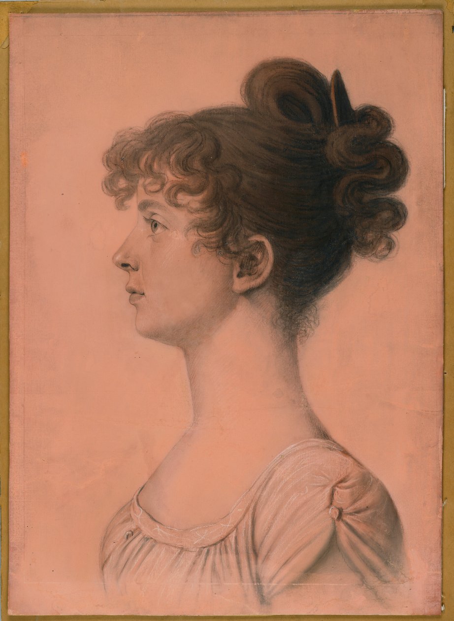 Elizabeth Bland Mayo, Powhattan Seat portréja, 1808 körül (szén, fehér kréta és bistre pasztell zsírkréta a fedélzeten fektetett papíron) alkotó: Charles Balthazar Julien Févret de Saint-Mémin