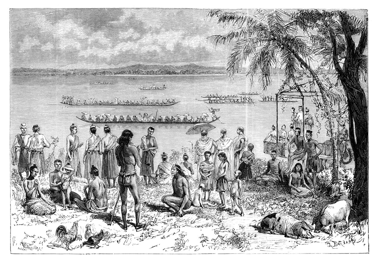Hajóverseny a Mekongon, 1895. alkotó: Charles Barbant