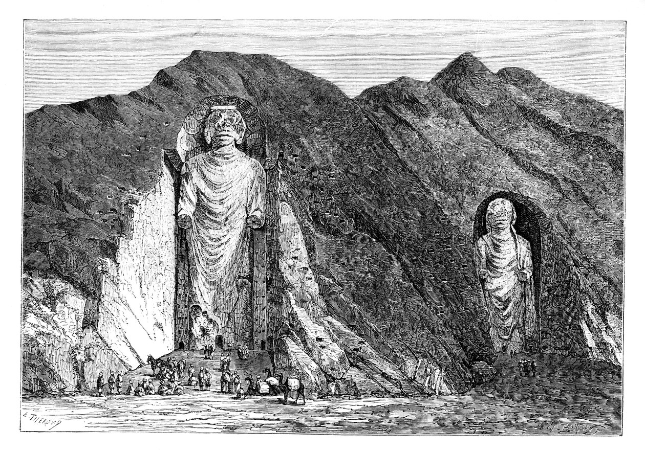 Kolosszális bálványok, Felső-Bamlan-völgy, Afganisztán, 1895. alkotó: Charles Barbant