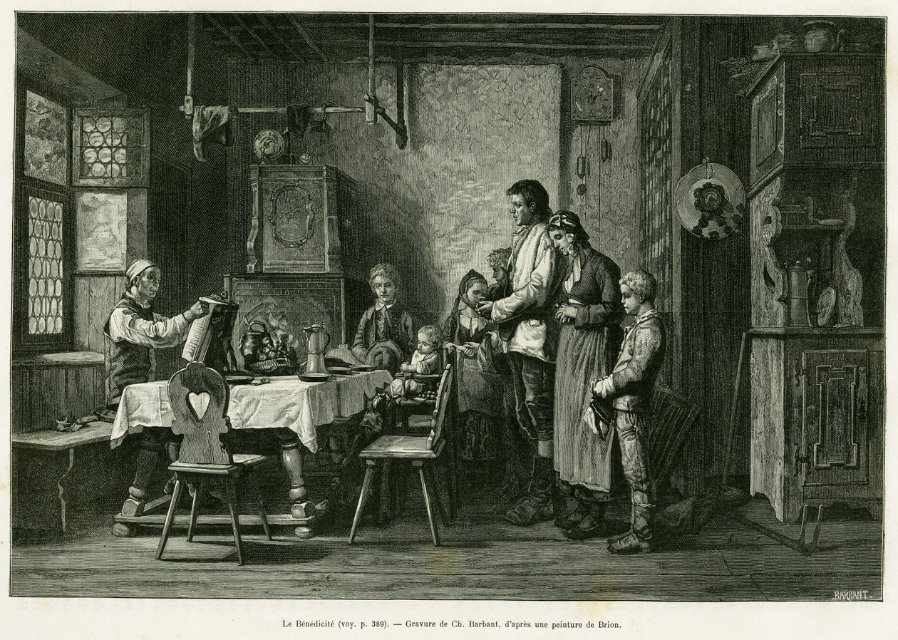 A bencés. Barbant-metszet Brion festménye után, Charles Grad német deputátor Elzászon és Lotaringián keresztül című történetének illusztrálására 1884-ben, a tour du monde 1886-ban, rendezte Edouard Charton (1807-1890), Hachette, Párizs. alkotó: Charles Barbant
