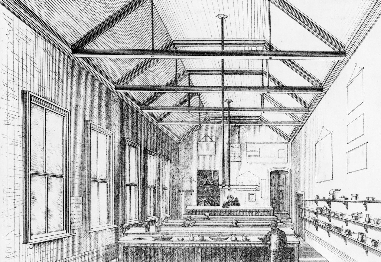 Kémiai laboratórium, Dulwich College, 1870 körül (litográfia) alkotó: Charles Barry