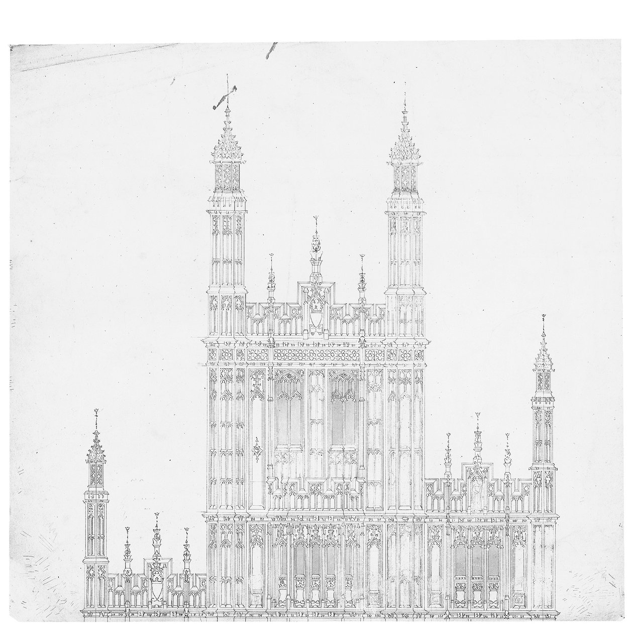 Rajz a Parlamenthez, 1836-40 körül (toll és tinta papíron) alkotó: Charles Barry