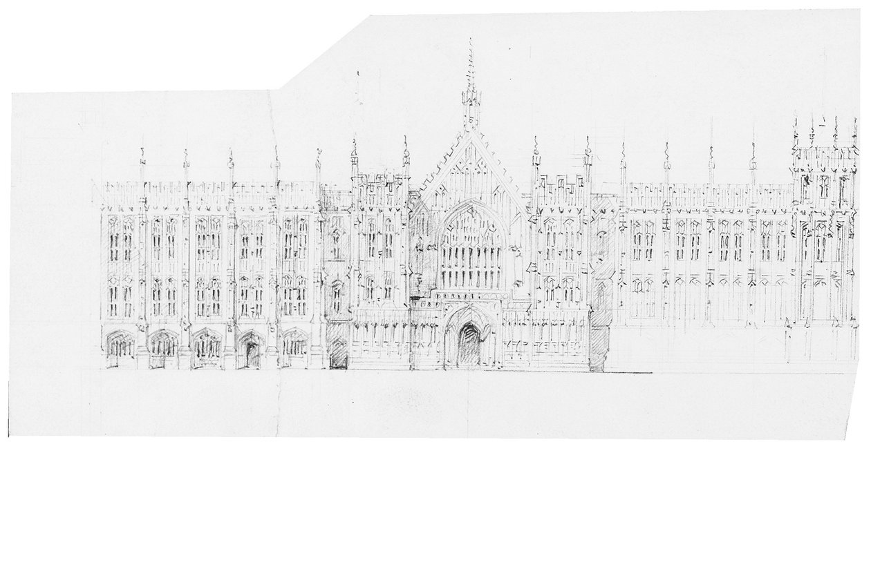 Rajz a Parlamenthez, 1836-40 körül (ceruza papíron) alkotó: Charles Barry