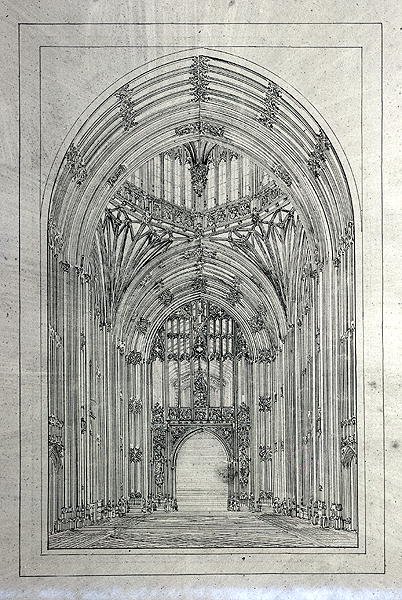 Bejárat a Lordok Házába, a Westminster Új Palota rajzait tartalmazó mappából (toll és tinta papíron) alkotó: Charles Barry