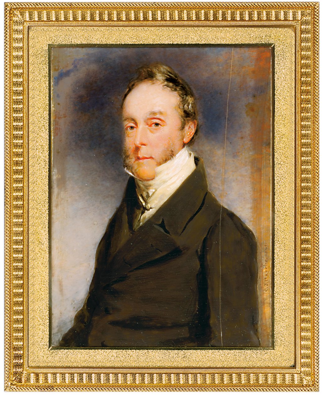 George Hay Hawkins zászlós barna kabátban, fehér mellényben és magas galléros fehér ingben, Camden Town, London, 1864 alkotó: Charles Basebe