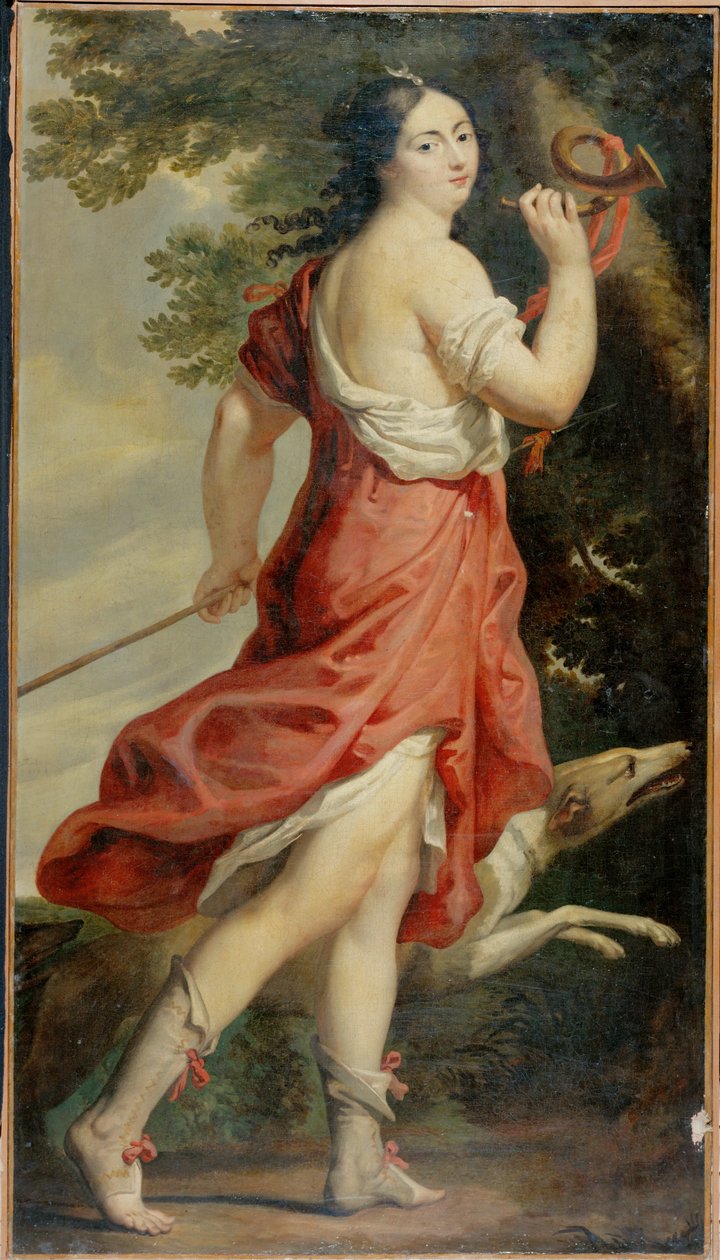 Mme. de Montespan, maitresse de Louis XIV, en Diane - XIV. Lajos úrnője mint Diana istennő ... (festmény, vászon) alkotó: Charles Beaubrun