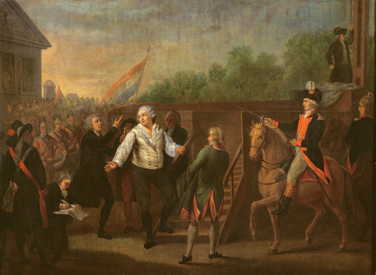 XVI. Lajos (1754-93) az állvány lábánál, 1793. január 21. alkotó: Charles Benazech