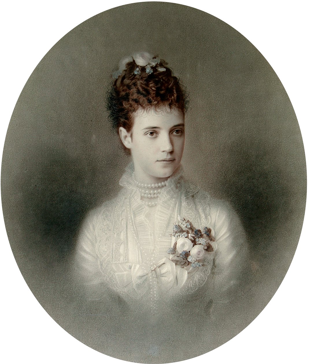 Mária Fjodorovna orosz császárné portréja, 1890-es évek alkotó: Charles Bergamasco