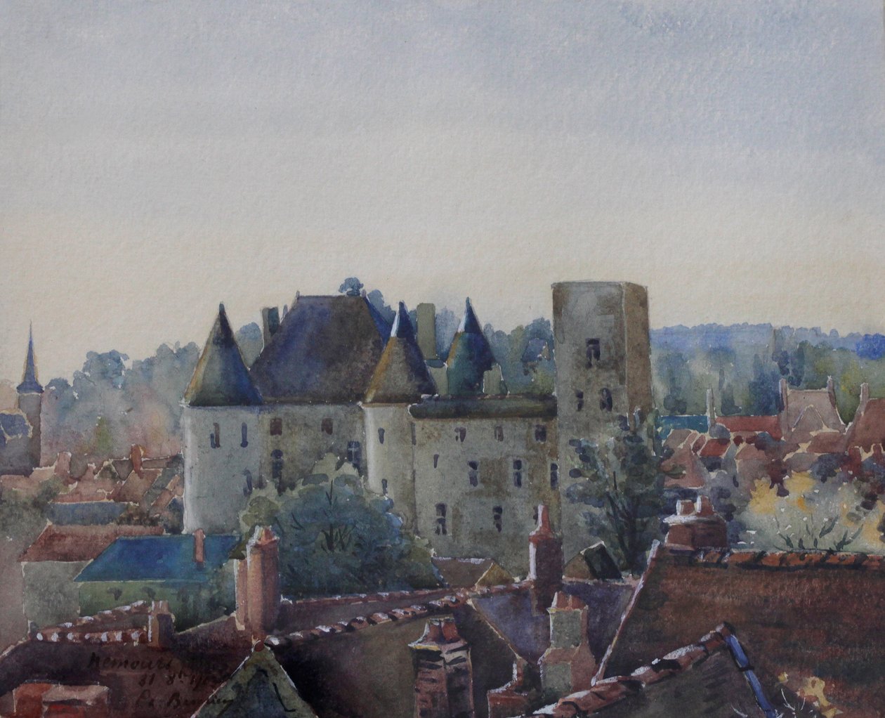 Nemours-kastély, 1904 körül (akvarell) alkotó: Charles Bernier