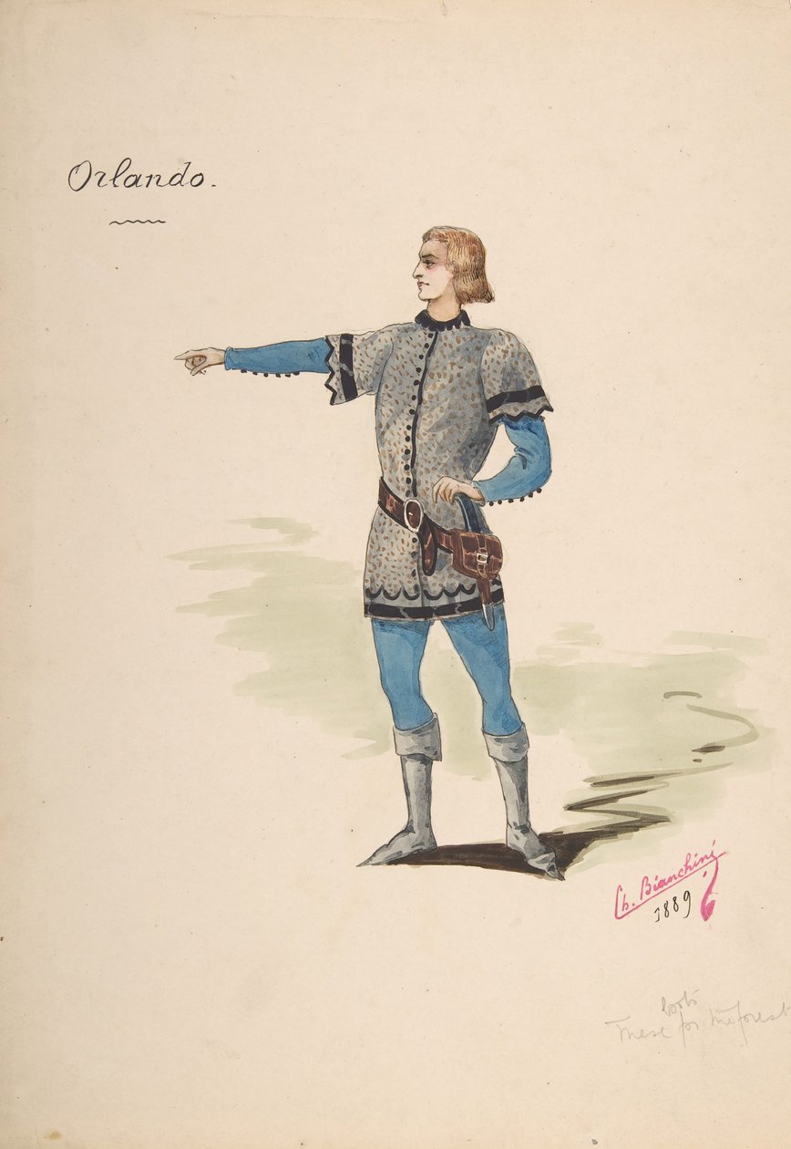 Jelmeztervezés Orlando számára, 1889. alkotó: Charles Bianchini