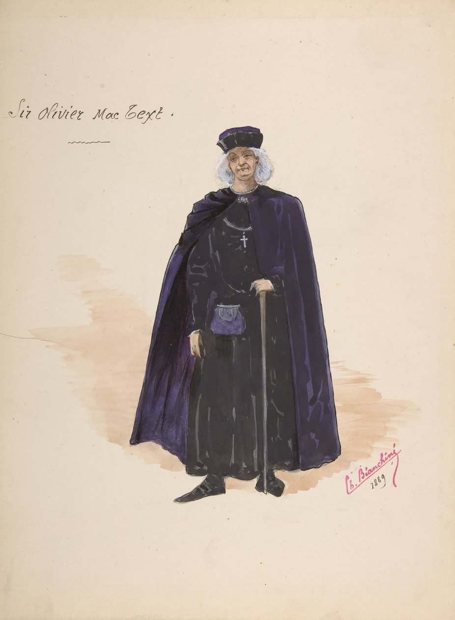 Sir Olivier McText jelmeze [a], Kiegészítők leírása [b], 1889. alkotó: Charles Bianchini