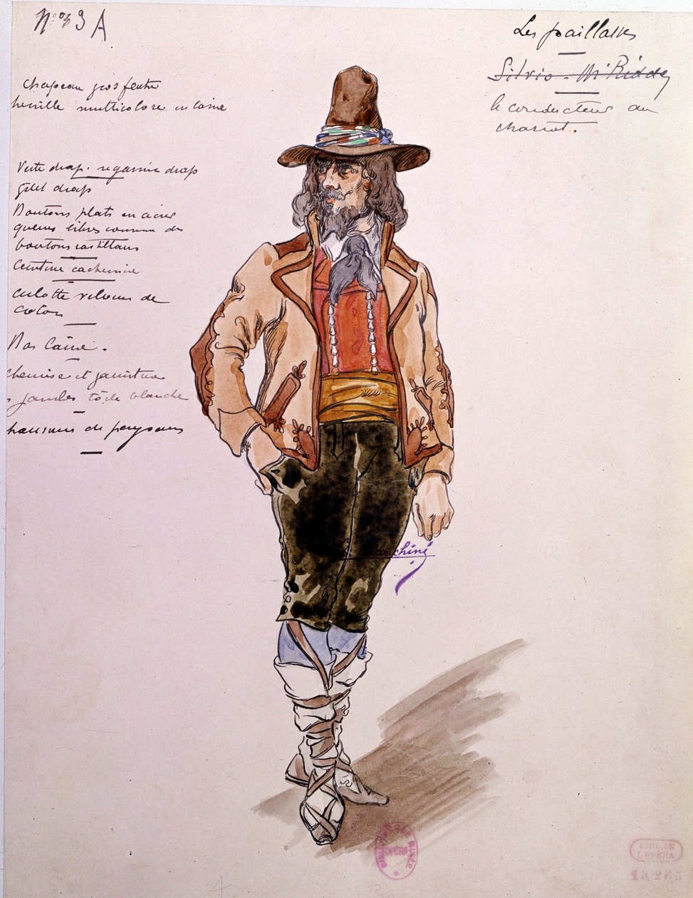 A kocsis jelmeze Ruggero Leoncavallo (1857-1919) 1892-es „Paillasse” című operájához (pagliacci, bohócok). Charles Bianchini (1860-1905) akvarellje alkotó: Charles Bianchini