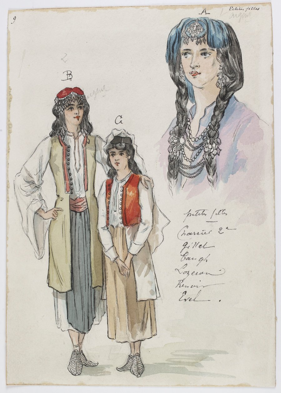 Holmès - A fekete hegy - jelmeztervező: Charles Bianchini - 09. Kislányok. Charrier 2e kisasszonyok, Gillet, Taugh, Lozeran, Renoir, Evel. alkotó: Charles Bianchini